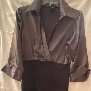 Classic pencil dress with satin top